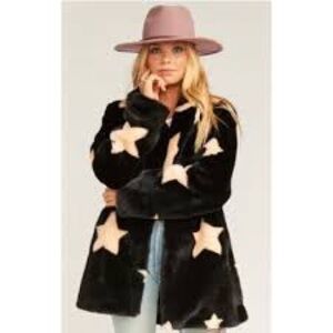 Show Me Your Mumu Women's Colorado Jacket, Starry Daze Faux Fur, Large